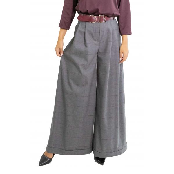 Pantaloni ampi a quadri con cintura Imperial